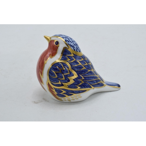 53 - Royal Crown Derby paperweight Robin, first quality with gold stopper.