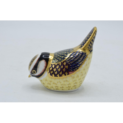 55 - Royal Crown Derby paperweight Blue Tit, first quality with gold stopper.