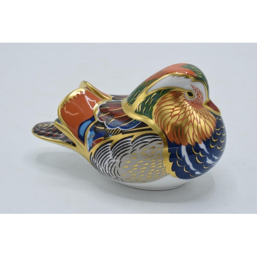 56 - Royal Crown Derby paperweight Mandarin Duck, first quality with gold stopper.