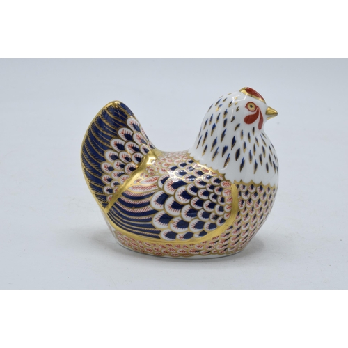 61 - Royal Crown Derby paperweight Chicken, with silver stopper, second.