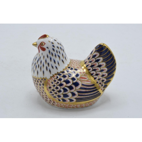 61 - Royal Crown Derby paperweight Chicken, with silver stopper, second.