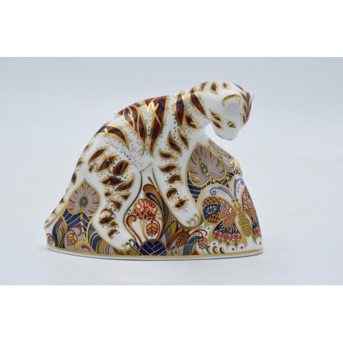 63 - Royal Crown Derby paperweight Bengal Tiger Cub, with silver stopper, second.