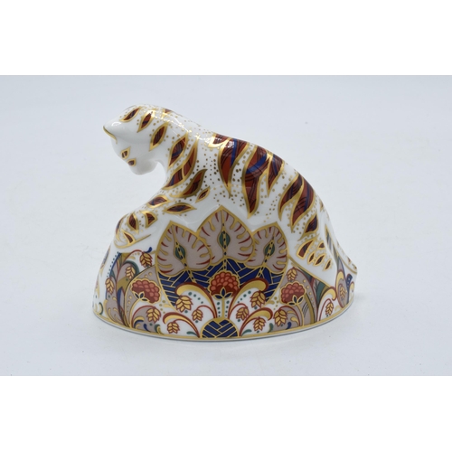 63 - Royal Crown Derby paperweight Bengal Tiger Cub, with silver stopper, second.