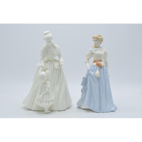 98 - Boxed Royal Doulton figure Fair Maid HN4222 together with blanche Royal Worcester figure Mothering S... 