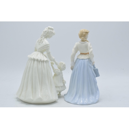 98 - Boxed Royal Doulton figure Fair Maid HN4222 together with blanche Royal Worcester figure Mothering S... 