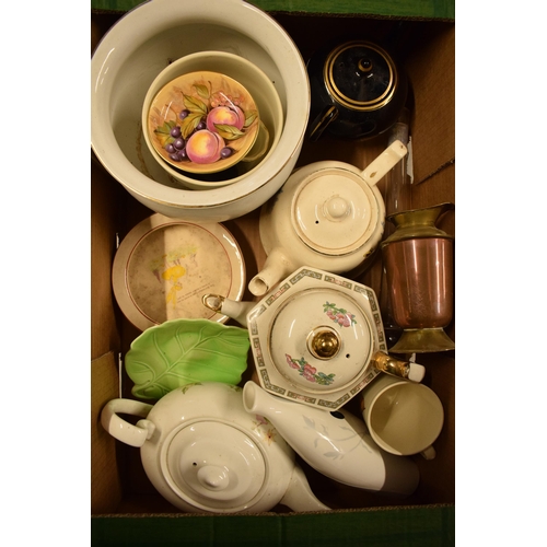 10B - A mixed collection of items to include Aysnley Orchard Gold pin dish, teapots, glass ware and others... 