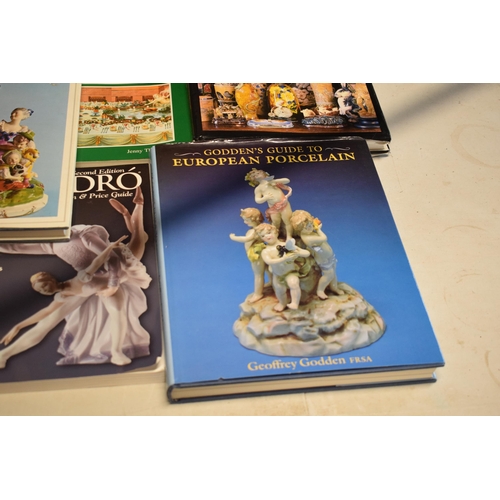 16 - A good collection of antiques reference books to include Goddens Continental porcelain, Lladro, 18th... 