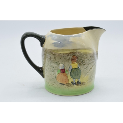 165 - Royal Doulton embossed series ware jug Dutch Children near a windmill, 13cm tall.