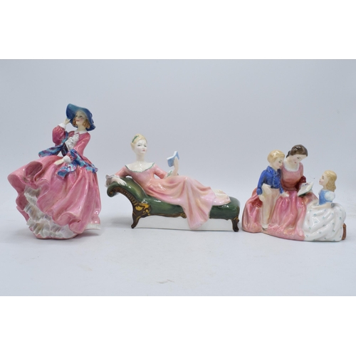 177 - A trio of Royal Doulton figures to include Bedtime Story (second), Repose HN2272 and Top o'the Hill ... 