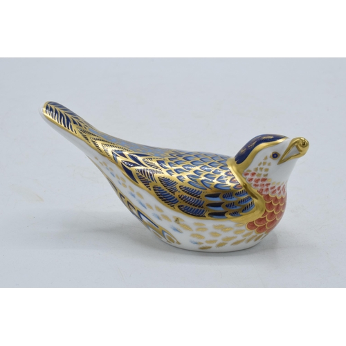 180 - Royal Crown Derby paperweight Bluebird, first quality with gold stopper.