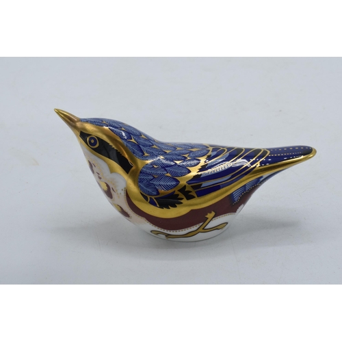 182 - Royal Crown Derby paperweight Nuthatch, first quality with gold stopper.