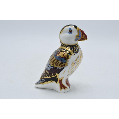 184 - Royal Crown Derby paperweight Puffin, first quality with gold stopper.