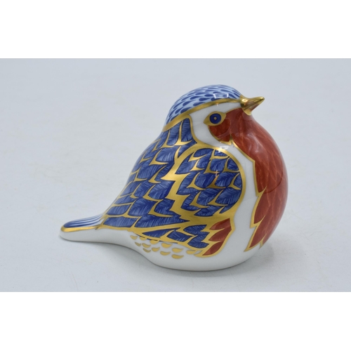 188 - Royal Crown Derby paperweight Robin, first quality with gold stopper.