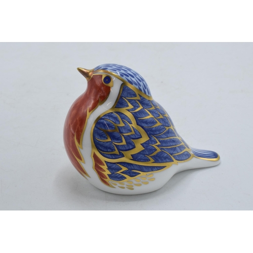 188 - Royal Crown Derby paperweight Robin, first quality with gold stopper.