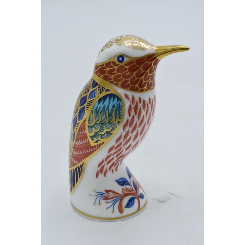 189 - Royal Crown Derby paperweight Hummingbird, first quality with gold stopper.