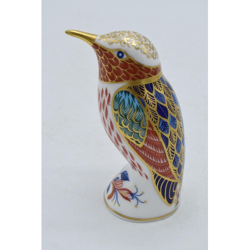 189 - Royal Crown Derby paperweight Hummingbird, first quality with gold stopper.