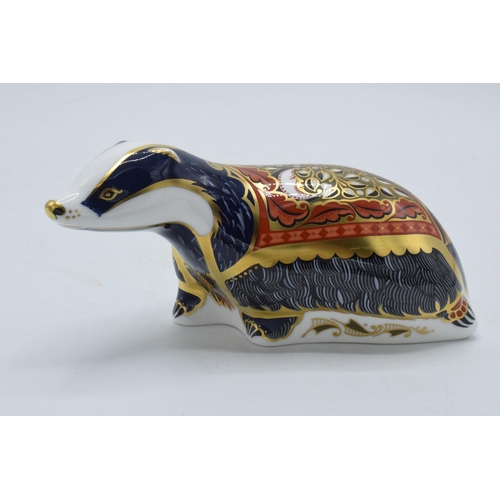 191 - Royal Crown Derby limited edition paperweight Moonlight Badger, first quality with gold stopper.