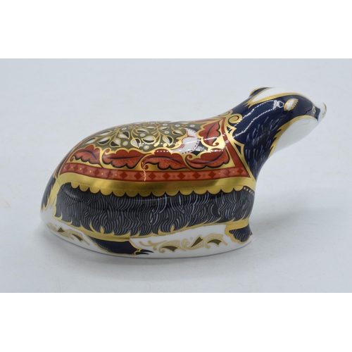 191 - Royal Crown Derby limited edition paperweight Moonlight Badger, first quality with gold stopper.