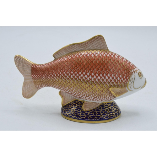 194 - Royal Crown Derby paperweight Golden Carp, first quality with gold stopper.