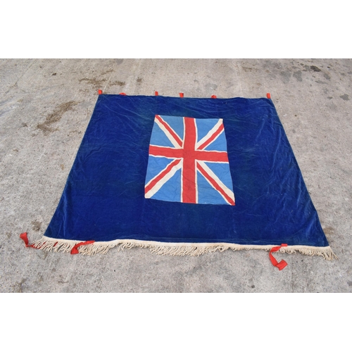 332 - A large vintage velvet coronation and Union Jack flag for the Coronation of King George V and Queen ... 