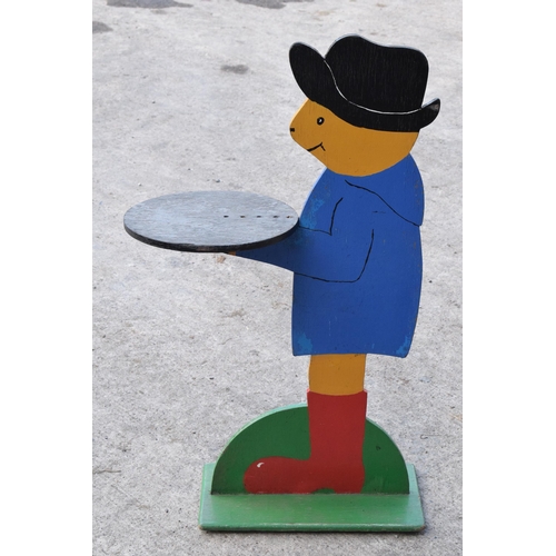 339 - Vintage wooden painted stand in the form of Paddington Bear, 90cm tall.