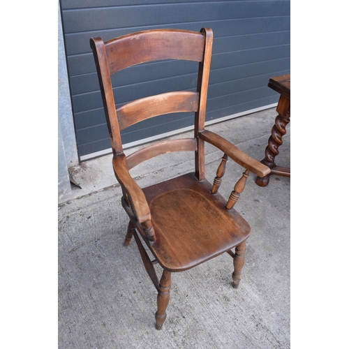 365 - Victorian wooden farmhouse armchair, 112cm tall.