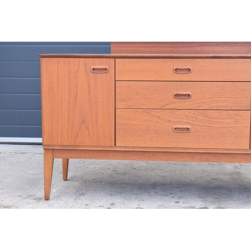 367 - Austinsuite mid century teak mirror backed sideboard / dressing table, 133 x 46 x 122cm tall.