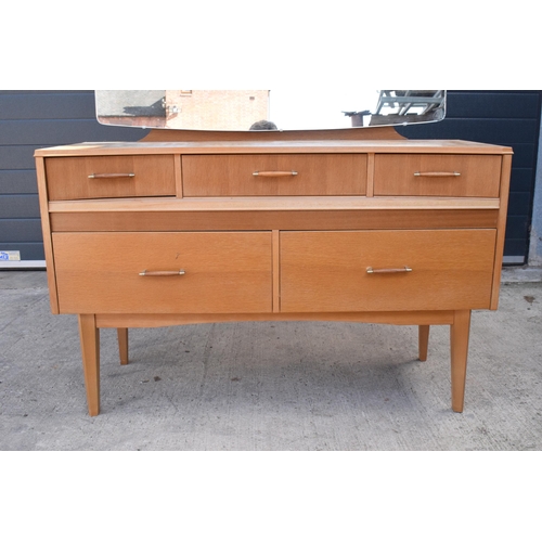 368 - Lebus mid century breakfront mirror backed sideboard / dressing table. 110 x 48 x 114cm tall.