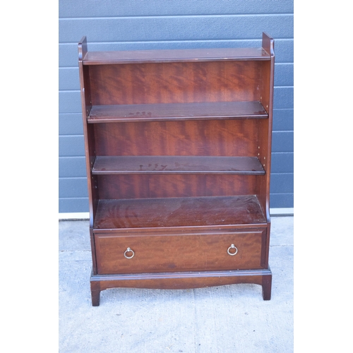 370 - Stag free-standing bookcase with drawer to bottom, 79 x 31 x 112cm tall.