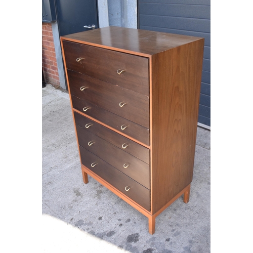 371 - Stag mid century furniture chest of drawers / tall boy. 76 x 46 x 120cm tall.