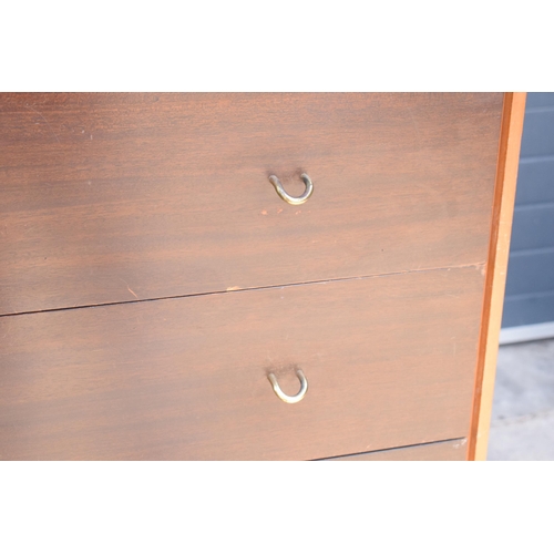 371 - Stag mid century furniture chest of drawers / tall boy. 76 x 46 x 120cm tall.