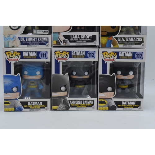 389 - Boxed Funko Pop figures to include The A-Team No.372, Lara Croft 168, Back to the Future 236 and Bat... 