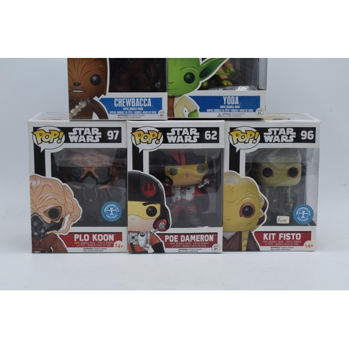 391 - Boxed Funko Pop figures to include Star Wars 02 Yoda, 06 Chewbacca, 62 Poe Dameron, 96 Kit Fisto and... 