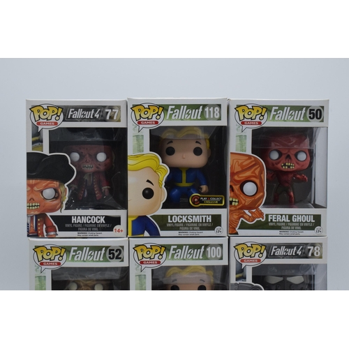 395 - Boxed Funko Pop figures to include Fallout 77 Hancock, 118 Locksmith, 50 Feral Ghoul, 52 Deathclaw, ... 