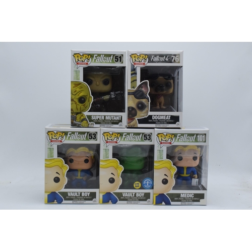 396 - Boxed Funko Pop figures to include Fallout 51 Super Mutant, 76 Dogmeat, 53 Vault Boy x 2 and 101 Med... 