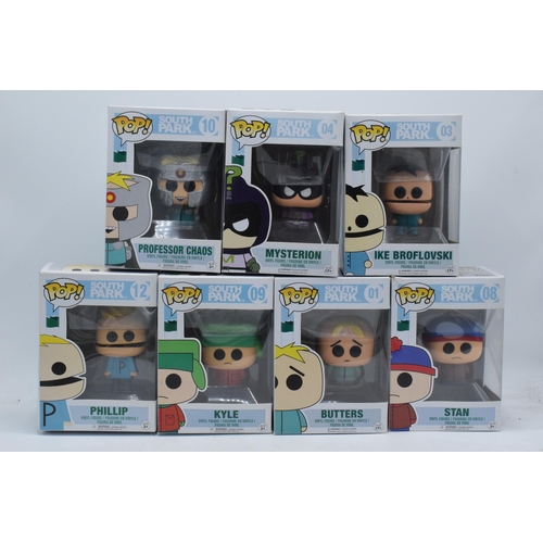 397 - Boxed Funko Pop figures to include South Park 10 Professor Chaos, 04 Mysterion, 03 Ike Broflovski, 1... 