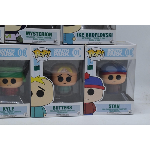 397 - Boxed Funko Pop figures to include South Park 10 Professor Chaos, 04 Mysterion, 03 Ike Broflovski, 1... 