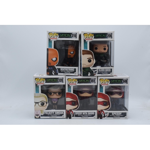 398 - Boxed Funko Pop figures to include Arrow The Television Series 210 Deathstroke, 206 Oliver Queen, 32... 