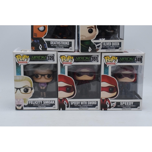 398 - Boxed Funko Pop figures to include Arrow The Television Series 210 Deathstroke, 206 Oliver Queen, 32... 