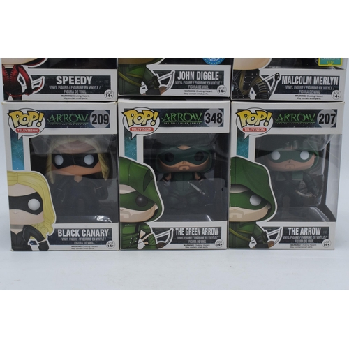 399 - Boxed Funko Pop figures to include Arrow The Televison Series 349 Speedy, 212 John Diggle, 350 Malco... 