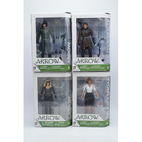 403 - Boxed DC Collectibles Arrow figures to include Felicity Smoak, Canary, Malcolm Merlyn and Arrow (4).