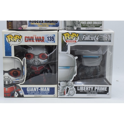 408 - Boxed Funko Pop figures to include Harry Potter 07 Rubeus Hagrid, Captain America Civil War 135 Gian... 