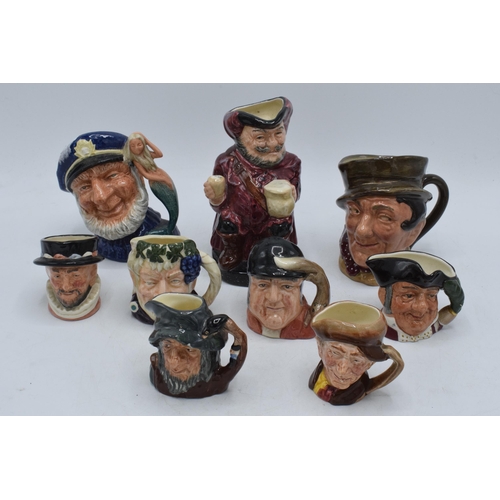 67 - A collection of small and miniature Royal Doulton character jugs to include Sam Weller, Old Salt, Ar... 