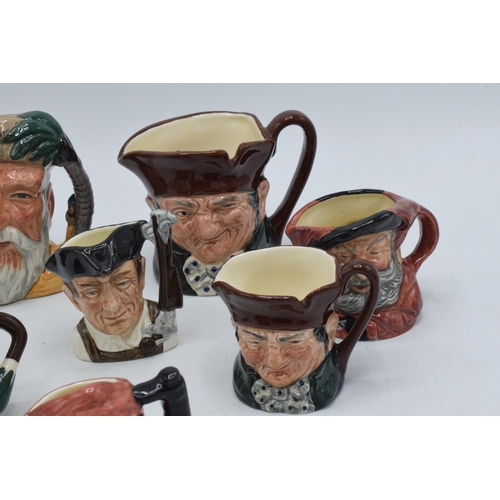 68 - A collection of small and miniature character jugs to include Robinson Crusoe, Blacksmith, Gunsmith ... 