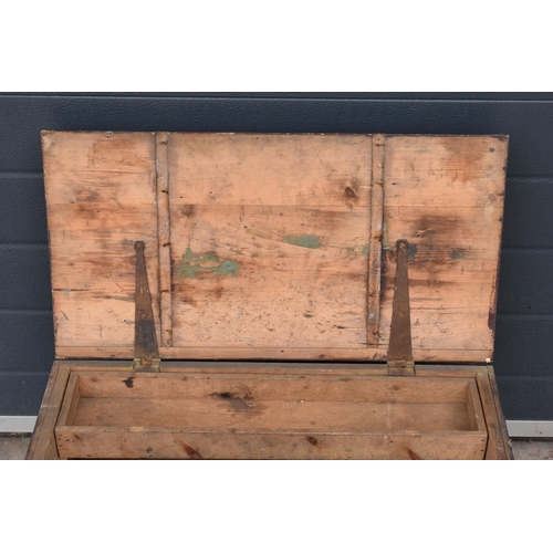 330B - Vintage pine toolbox with lift out drawer, 64 x 35 x 32cm tall.