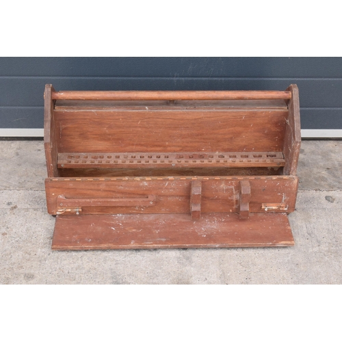 330C - Vintage portable plywood toolbox with handle and fold out interior, 80 x 31 x 41cm tall.