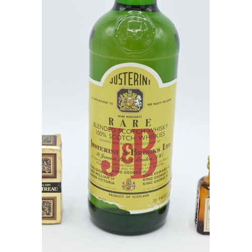 355 - Justerini and Brooks (J&B) rare blended Scotch whisky together with miniature Cointreau 70 proof and... 