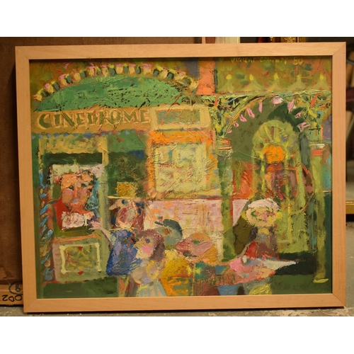 359 - Vincent Bennett (Plymouth 1910-1993), oil on canvas panel, 'Box Office', 54cm x 44cm, framed. ARR ap... 