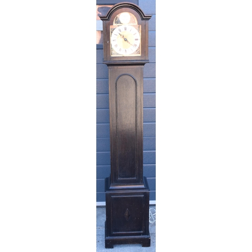 341A - Mid 20th century oak-cased grandmother clock Tempus Fugit with electronic Smiths movement (not worki... 