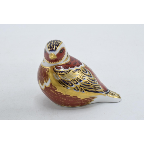 184A - Royal Crown Derby paperweight Chaffinch, first quality with gold stopper.